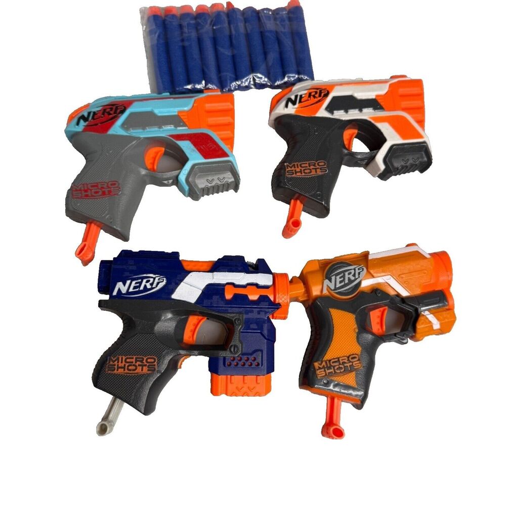 Nerf MicroShots Series Ice Orange & Blue - Set of 4 w/ 10 Darts - GUC-